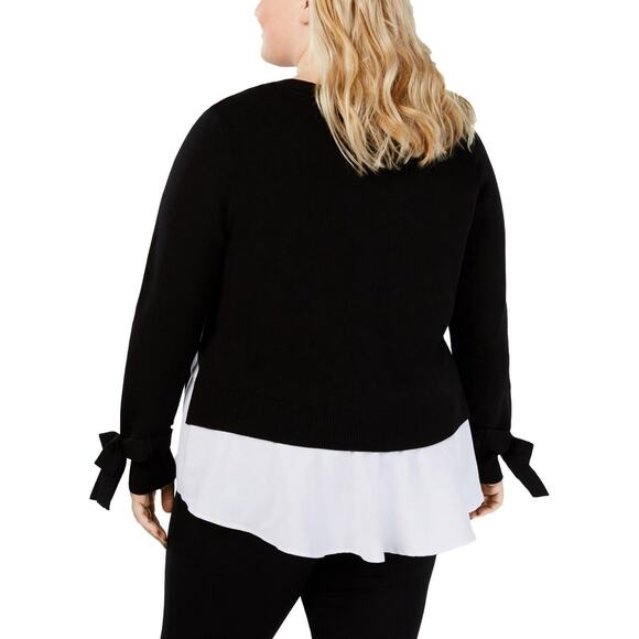 INC Women’s 0X Black Layered Look Knit Sweater - Picture 2 of 2